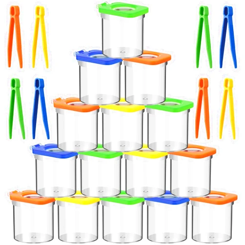 Halloscume 24 Pack Insect Bug Viewer Kit for Kids with Tweezers Explorer Outdoor Set Bug Catcher Containers for Insects Magnifying Insect Box Observation Kit for Science Nature Exploration Collecting