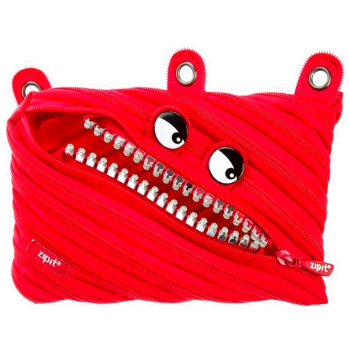 ZIPIT Grillz Pencil Pouch for Kids | 3-Ring Binder Pencil Case | Large Capacity Pen Case for School (Red)