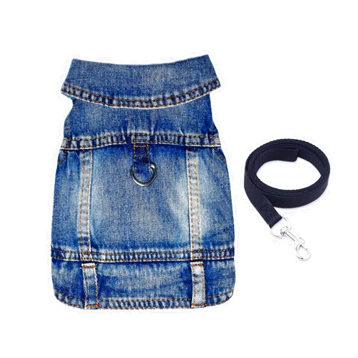 JcDuDoi Dog Jean Jacket Pet Blue Denim Coat for Puppy Small Dogs Fashion Classic Overalls Girl Male Boy Cat Costumes Vintage Washed Vest Clothes Outfit Shirts (Blue, X-Small)