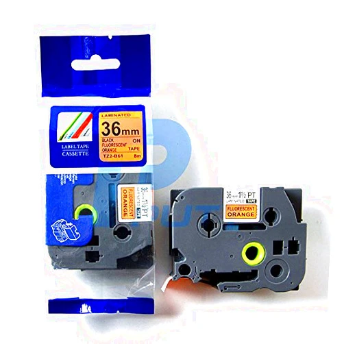 IDIK 1PK Compatible for Brother P-Touch TZe-B61 Black on Orange Fluorescent Laminated Label Tape TZ-B61 Tze B61(36mm x 8m)