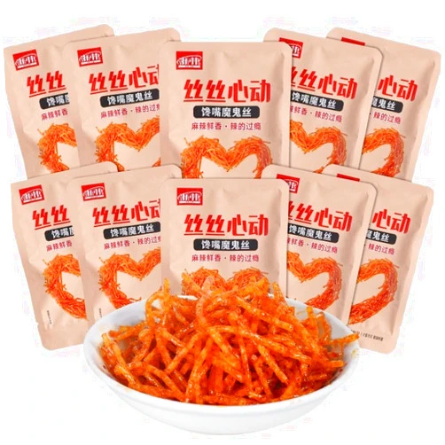 Zusemely Sweet and Spicy Snack Mix, Latio Spicy Strips, Spicy Snacks,Spicy Gluten Latiao, Chinese Special Casual Snack Food, Spicy Mala Spicy Silk Latiao (10bags)