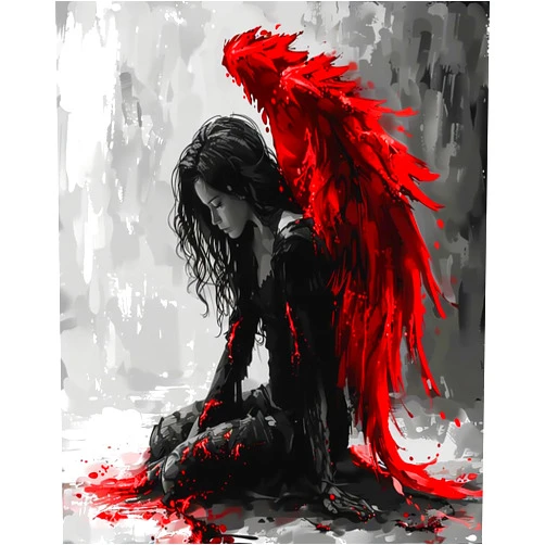 GUMRYSU Paint by Numbers Kit for Adults Beginner Red Wings Fallen Angel Girl (7) Oil Paingting Kits Drawing DIY Acrylic Arts Craft Kit Gift for Home Decor 16x20 Inch