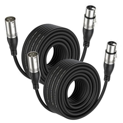 EBXYA XLR Cable 50ft 2 Packs - Premium Balanced Microphone Cable with 3-Pin XLR Male to Female Mic Speaker Cable, Black