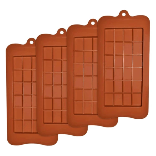 homEdge Break-Apart Chocolate Molds, Set of 4 Packs Food Grade Non-Stick Silicone Protein and Energy Bar Molds
