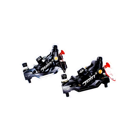 Juin Tech GT-P 4-Piston Cable Actuated Hydraulic Bicycle Bike Disc Brake Caliper Set Extra Powerful Hybrid Brake for Road/Mountain/Cyclocross/Gravel/E-Bike/Folding Bike etc. use