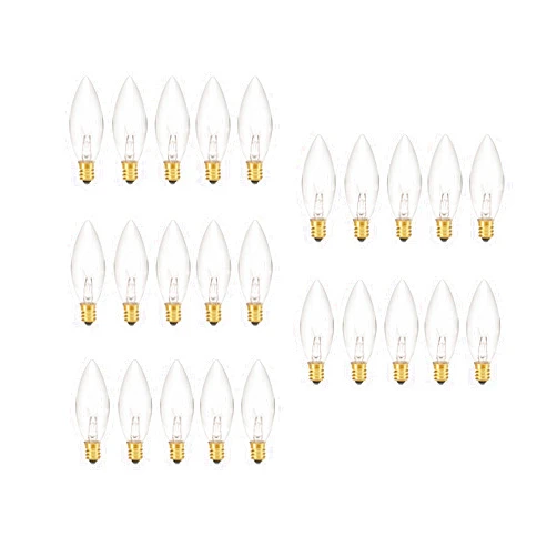 Darice Replacement Light Bulbs for Electric Candle Lamps - 7 Watt, Clear, Pack of 25 Bulbs
