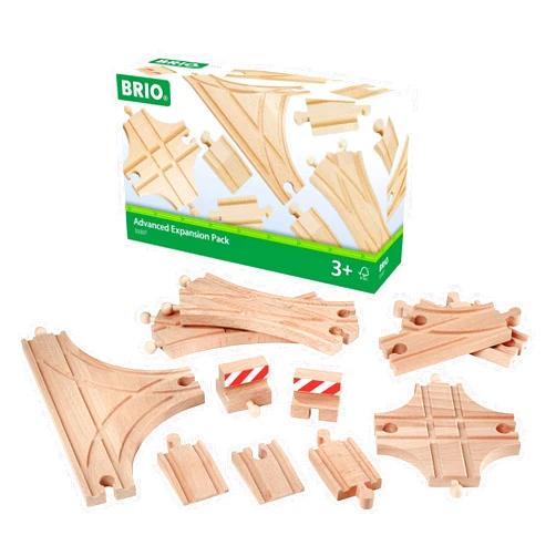 BRIO World 33307 - Advanced Expansion Pack - 11 Piece Set of Wooden Train Tracks for Kids | Train Set Expansion | Fun Learning Toy | Compatible with All Railway Toys | FSC Certified