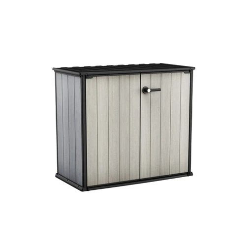 Keter Patio Store 4.6 x 4.0 ft. Resin Outdoor Storage Shed with Paintable and Drillable Walls for Customization-Perfect for Yard Tools and Pool Toys, Grey