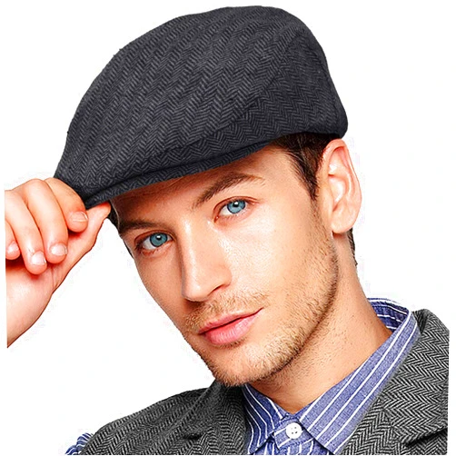 LADYBRO Men Ivy Hat Newsboy Cap - Classic Wool Blend Tweed Flat Cap Cabbie Hat Men