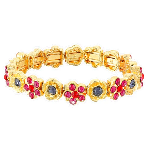 1928 Jewelry Company 1928 Jewelry Crystal Flower Motif Stretch Bracelet