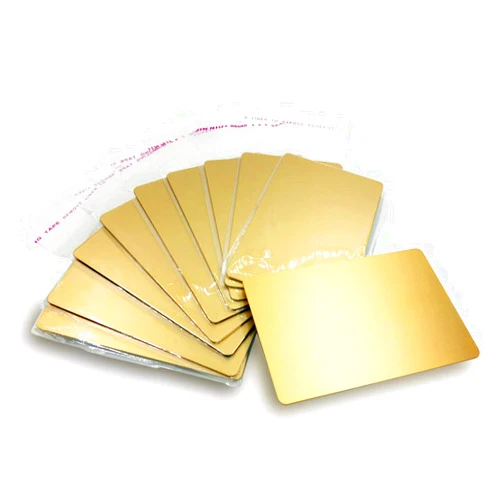 Ebamaz Metal Business Cards Anodized Aluminum Plaque Plate 86X54X0.8mm (Golden, Blank,10PCS)