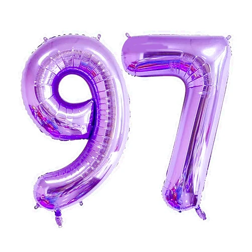 Nicedony Number 97 Balloons 40 inch Digital Balloon Alphabet 97 Birthday Balloons Digit 97 Helium Balloons Big Balloons for Birthday Party Supplies Wedding Bachelorette Bridal Shower, Purple Number 97