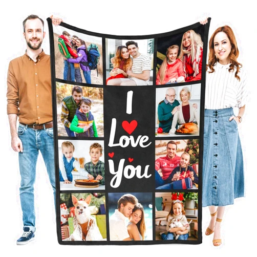 Anlewo Custom Blanket with Photos, Personalized Blanket with Picture, Customized Blanket, Photo Blankets Customize, Picture Blankets, Personalized Gifts for Women Mom Dad Baby Kid Girlfriend Boyfriend Couple