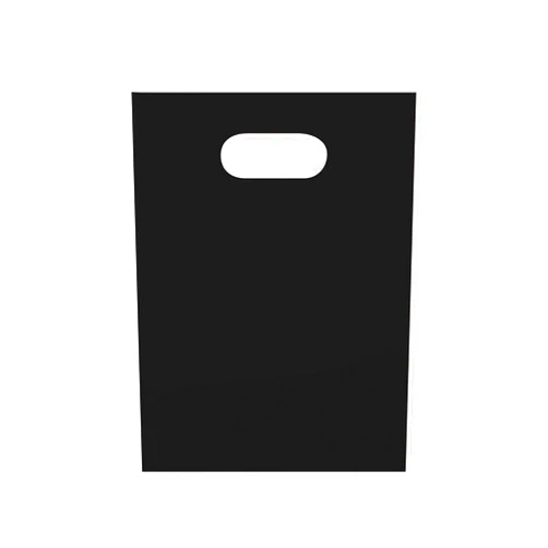 SSWBasics Small Low Density Black Plastic Merchandise Shopping Bags with Die Cut Handles - 9