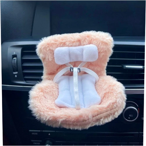 NUJOLI La-bubu Car Seat with Soft Furry Cushion for 10-17cm Dolls, La-bubu Accessories, Car Air Vent Decor, Includes Seat Leg for Desktop Display