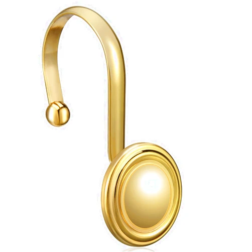 ZESLMG Gold Shower Curtain Hooks Rings, ZESLMG Decorative Shower Curtain Hooks for Bathroom, Rust Proof Shower Curtain Rings Hangers for Shower Curtain Rod,Set of 12 Metal Glossy Round Design