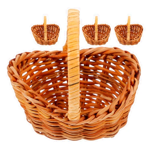 MAGICLULU 4Pcs Mini Woven Baskets With Handles Wooden Candy Baskets Miniature Dollhouse Baskets for Craft Wedding Birthday Party Favors Home Decor 7.5 x 7.5 x 5.5CM