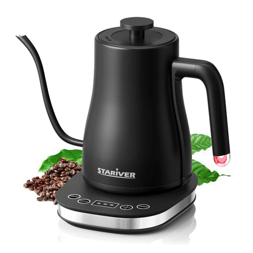 Stariver Gooseneck Electric Kettle with 5 Temperature Control Presets, Pour Over Coffee Kettle ±2℉ Temp Control, 1.2L Gooseneck Kettle, for Tea& Coffee, Stainless Steel Interior, 1000W, Black
