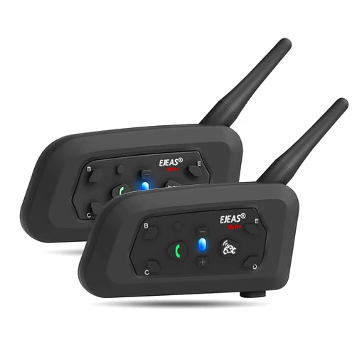 EJEAS V6 Pro Motorcycle Helmet Bluetooth Intercom, 2-Way 1200M Motorcycle Bluetooth Headset Universal Communication System with Noise Cancellation and Waterproof for Dirt Bike/ATV/Snowmobile (2PCS)