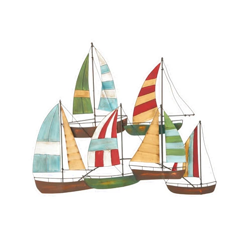 Deco 79 Metal Sail Boat Home Wall Decor Wall Sculpture with Wire Accents, Wall Art 33