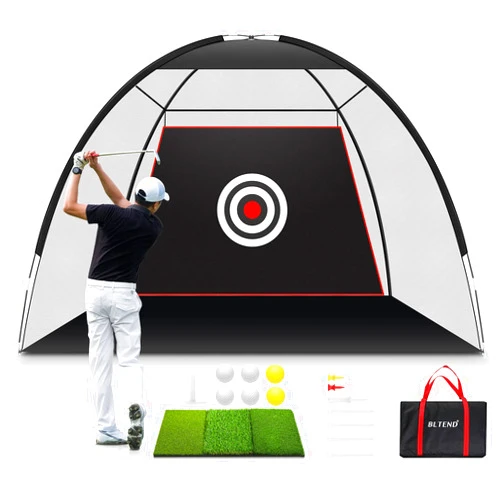 Bltend Golf Net, 10x7ft 7-in-1 Golf Practice Net with Tri-Turf XL Golf Mat, Target Cloth, 6 Golf Balls, 7 Golf Tees, Carry Bag, Heavy Duty Golf Net for Driving Chipping Backyard Indoor Outdoor