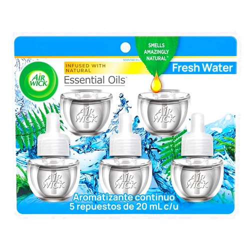 Air Wick Scented Oil Refill, 5ct, Fresh Waters, Air Freshener, Essential Oils