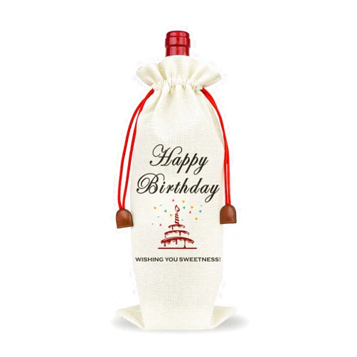 Raisingwell Birthday Wine Bag, Funny Birthday Gifts for Women Men, Wine Champagne Gift Bag With Drawstring, Birthday Party Decorations, Wine Set - Birthday Cake
