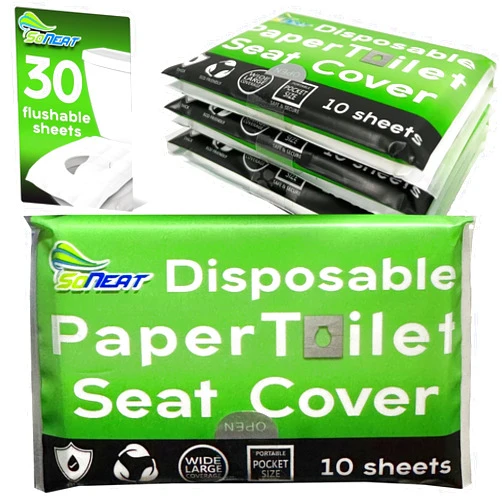 SoNeat Thick Disposable Toilet Seat Covers for Travel - 30 Sheets of XL Covers Disposable Flushable Travel Toilet Seat Cover, Toilet Seat Covers Disposable Kids Adults, Disposable Toilet Seat Cover