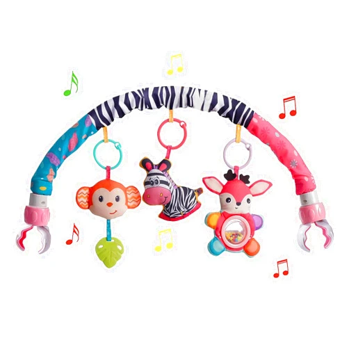 ORZIZRO Baby Stroller Arch Toys, Crib Mobile for Infants Adjustable Bassinet Mobile with Universal Clamps, Activity Toy Bar for Baby Bouncer Newborn Car Seat Toys Stroller Toys Sense Toys for Baby 0-12 Months