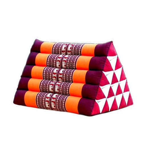 XLIHAWY Thai Triangle Cushion, Incline Pillow Comfortable Made of Kapok, Bed Backrest Cushion Rest Pillows for Living Room Reading Stretching (Color : Red, Size : 21x15.75x14.57in)