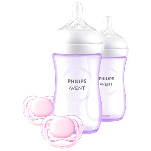 AVENT Philips AVENT Natural Baby Bottle with Natural Response Nipple, Purple Baby Gift Set, SCD837/01