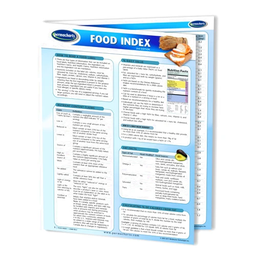 Permacharts Food Nutrition Index Guide - Nutritional Quick Reference Guide by Permacharts