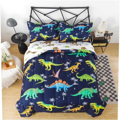 lishjekee Dinosaur Comforter Set Twin Boys 5Pieces Jungle Dinosaur Bedding Set Kids Dino Bed in A Bag for Teens T-Rex Dino Comforter and Sheets Set Animal Bed Sets for Girls Adults Home Decor