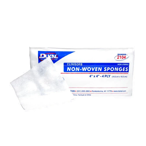 Dukal DUK 2104 Clinisorb Rayon/Poly Blend Non-Woven Gauze Sponge, Non-Sterile, 4-Ply, 4