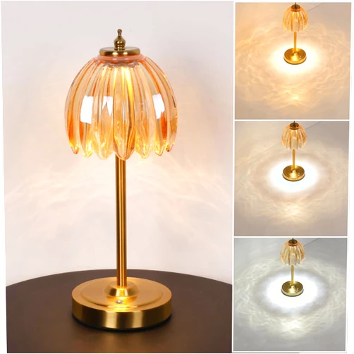 Shenmoyl Tulip Table Lamp with 5000mAh Battery & Touch Control, Cordless Table Lamp with 3 Colors, Dimmable Rechargeable Table Lamps for Bedroom, Nightstands, Living Room, Entryways (Amber Tulip)