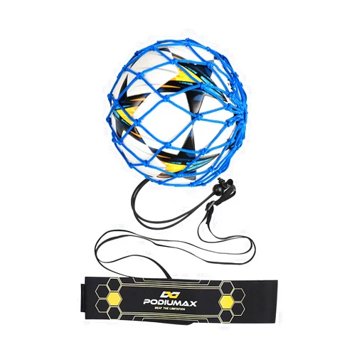 PodiuMax Hands-Free Soccer Kick/Throw Trainer, New Ball Locked Net Design, Adjustable Waist Belt & Cord Suit for All Levels (Fits Ball Size 3, 4, 5)