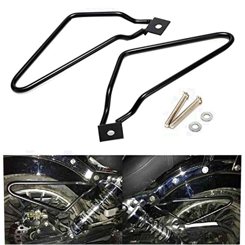WINALL Black Saddle Bag Support Brackets for Harley Sportster XL883N Dyna Fat Bob FXDF 12mm Hole