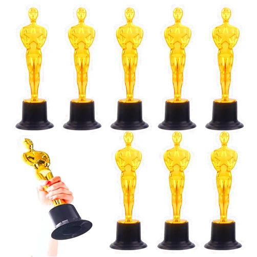 Inheming 8 PCS Golden Award Trophies, 6 inch Small Gold Statues Trophies, Winner Trophy for Birthday Parties, Celebrations, Anniversaries, Giveaways, Sports Awards, Competition