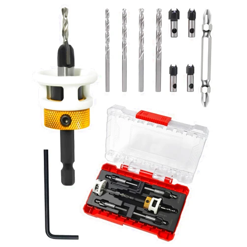 Gubeter Carbide Tipped Countersink Drill Bits Set with Low Friction Depth Stop, 1/4