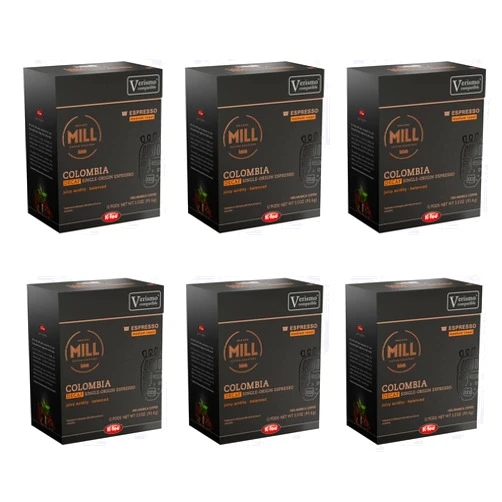 K-FEE Mill Coffee Colombia Decaf Espresso K-fee® & Starbucks® Verismo* Compatible | 72 Count (6 boxes X 12 Pods) | Medium Roast Single Serve Espresso Pods