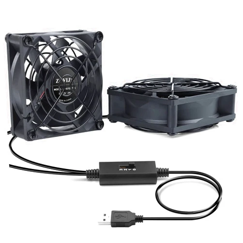ZIWIJE Dual USB Cooling Fan 8cm with Speeds Control 5V Mini USB Fan 80mm for Cooling Computer, TV Box, Router