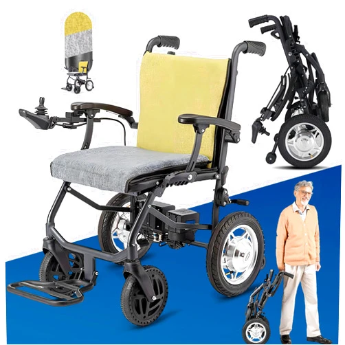 GLDDFDG Foldable Folding Electric wheelchairs, 20KM Driving Distance Electric Wheelchair Foldable Lightweight for Seniors Weighing 120KG, Electric Wheelchair Foldable, All Terrain Power wheelchairs