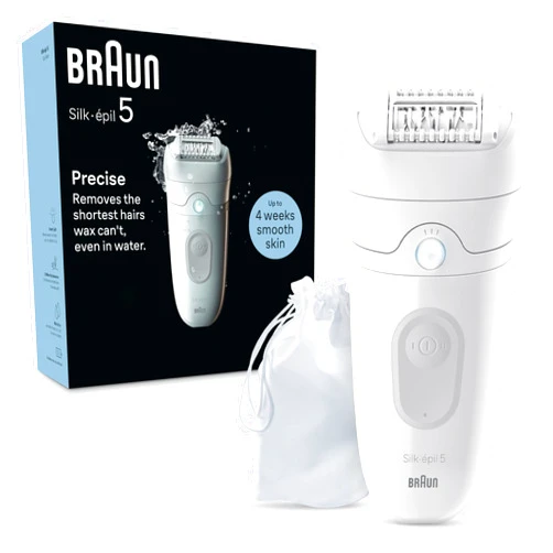 Braun Epilator Silk-épil 5, Hair Removal Device, Women Shaver & Trimmer, Wet and Dry, Includes Skin Contact Cap, SE5-011, Grey