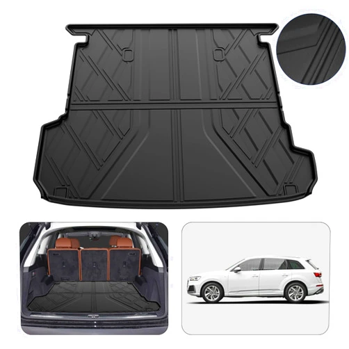AOMSAZTO Premium Cargo Liner for Audi Q7 2017-2024: 100% Protection - TPE Look Textured Surface Skid-Resistant Waterproof Audi Mat Trunk Q7 SQ7