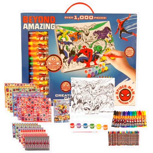 Innovative Designs Marvel Avengers Spiderman Creative Coloring Canvas Painting and Activity Set for Kids, 1000+ pcs
