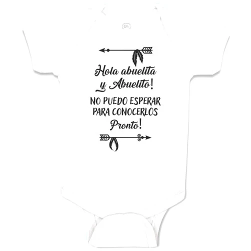 Vineen Cute Rascals Baby Bodysuit Hola Abuelita & Abuelito! No Puedo Esperar Para Conocerlos Pronto! Boy & Girl Baby Clothes Funny Cotton A White Design Only Newborn