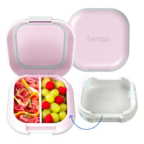 Bentgo Chill Mini Leak-Proof Lunch Box – Built-In Ice Pack Keeps Food Cold, 2.7-Cup Capacity for Snacks or a Sandwich, 3 or 4 Compartments, PFAS & BPA-Free, Ideal for Adults & Kids 3+ (Lilac Mist)