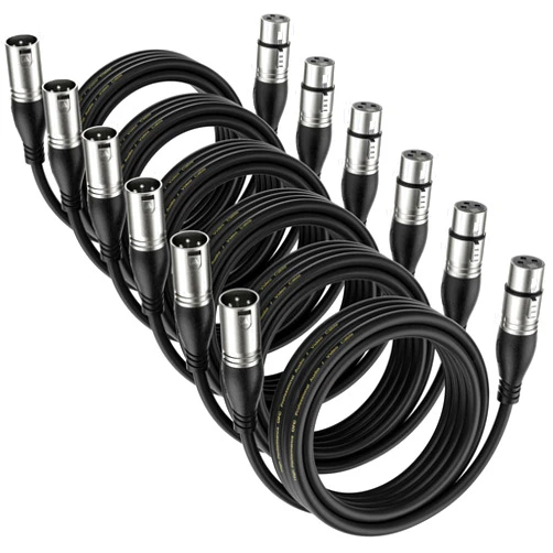 EBXYA XLR Cable 15ft 6 Packs - Premium Balanced Microphone Cable with 3-Pin XLR Male to Female Mic Speaker Cable, Black