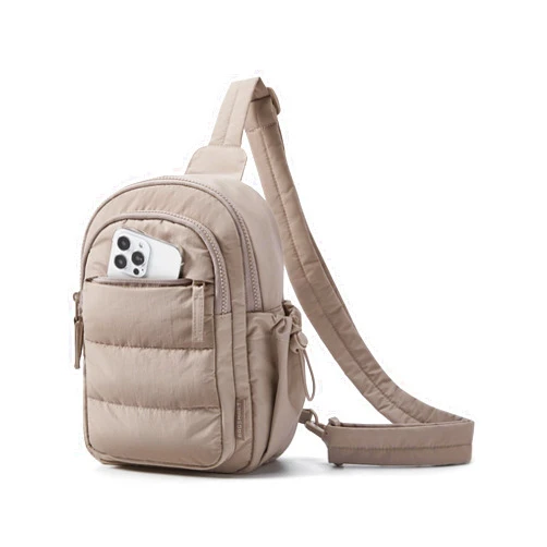 BAGSMART Small Sling Bag for Women, Puffer Crossbody Bag Purses Hobo Handbag Fanny Packs for Travel Hiking