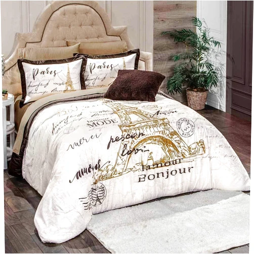 Generic Paris Bedding Reversible Comforter - King Size - Eiffel Tower and Street Scene Design - Soft and Comfortable Microfiber - Great for Home Decor or Gift idea (Queen)